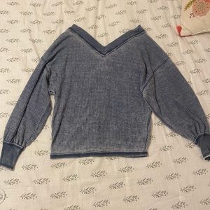 Waffle Top-Slate Blue